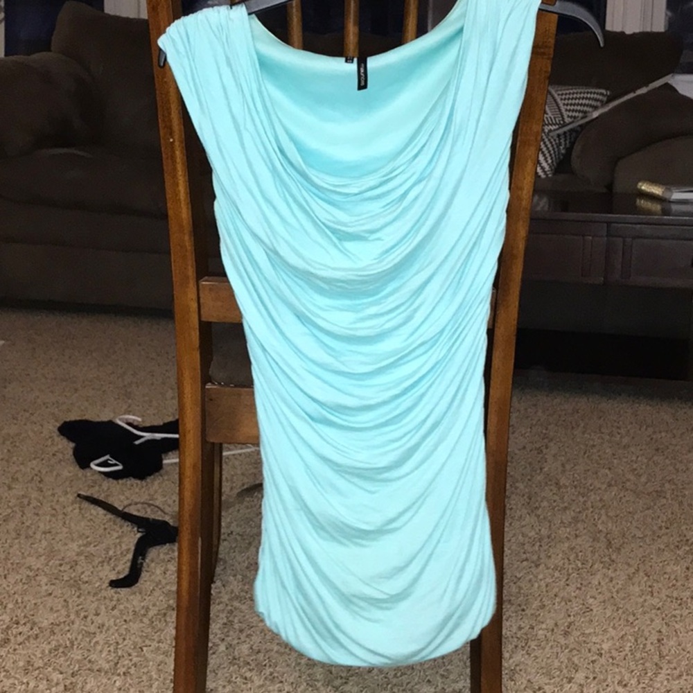 Light blue blouse.